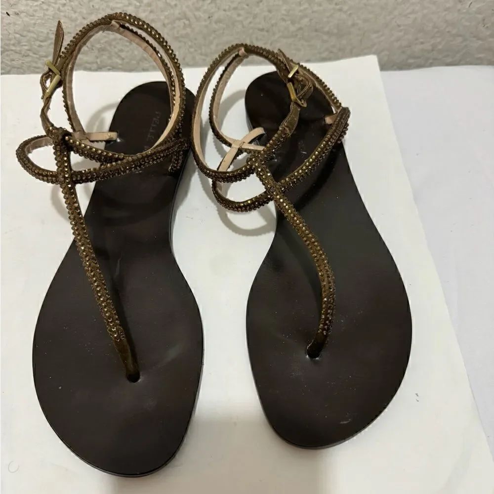 Pelle Moda Chocolate Crystal Rhinestone Sandals